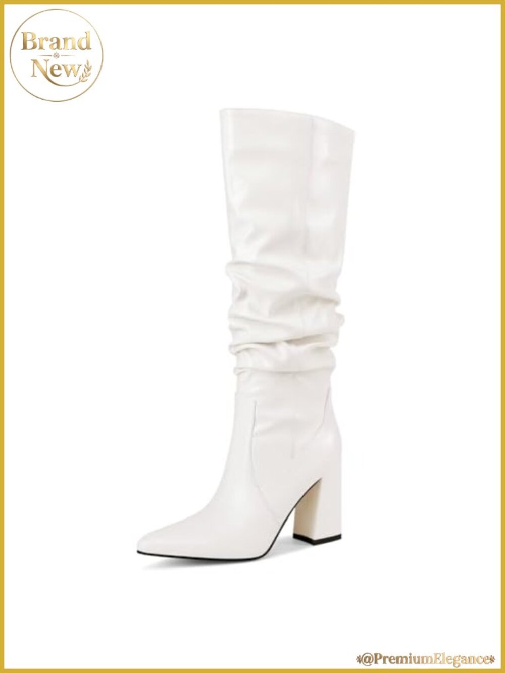 Women's Knee High Boots Pointed Toe Chunky Block Heel Slouchy Fall Boots